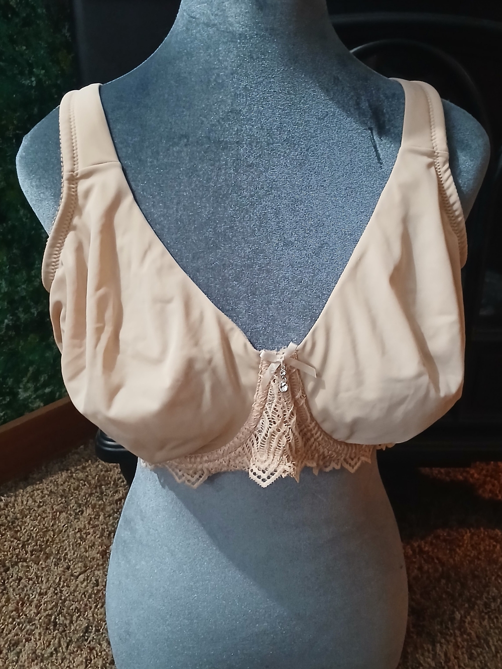 Nude Lace-Accent Full Support Bra